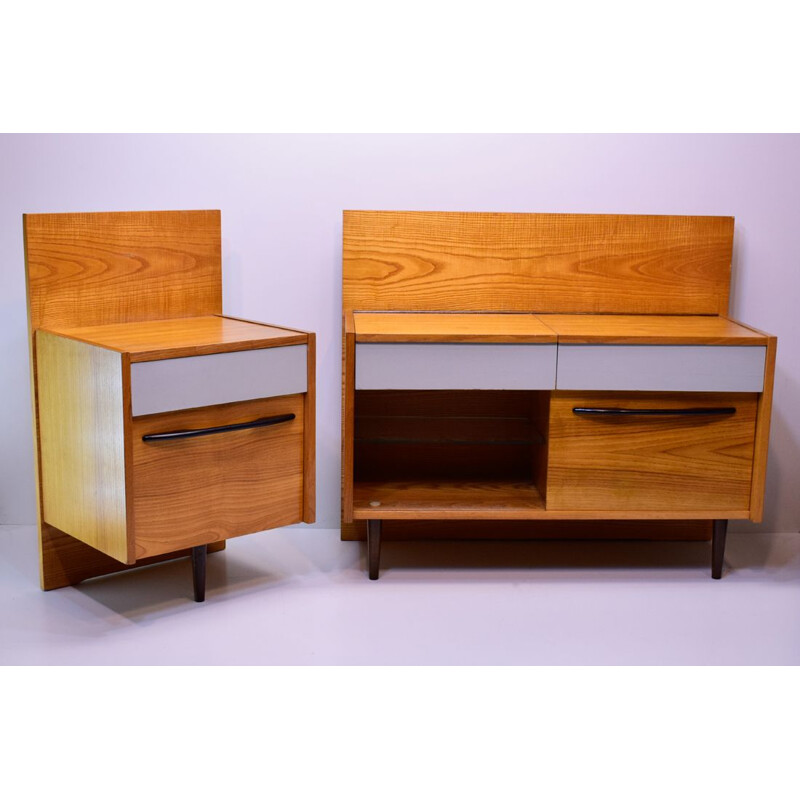 bedside table Mojmir Pozar's for UP Zavody in walnut 1960