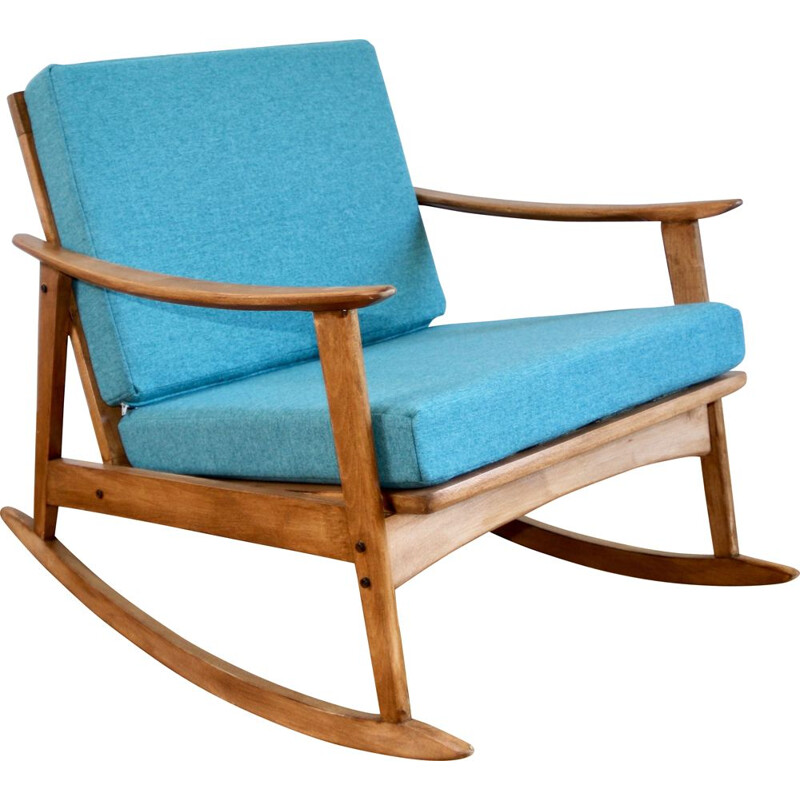 Rocking-chair vintage en hêtre Thonet 1960