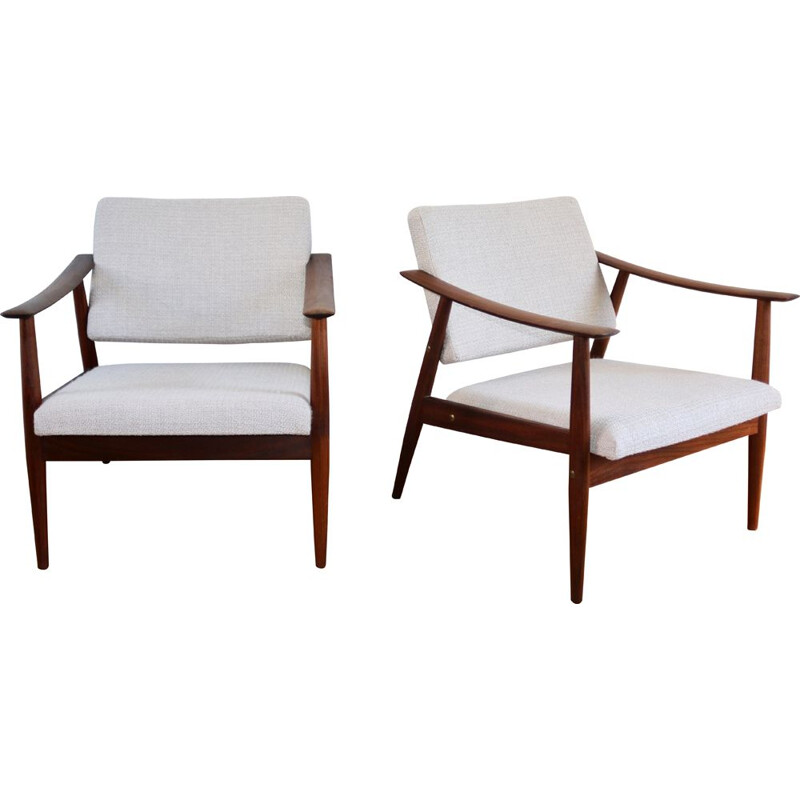 Pair of vintage armchairs in scandinavian afromosia 1960s