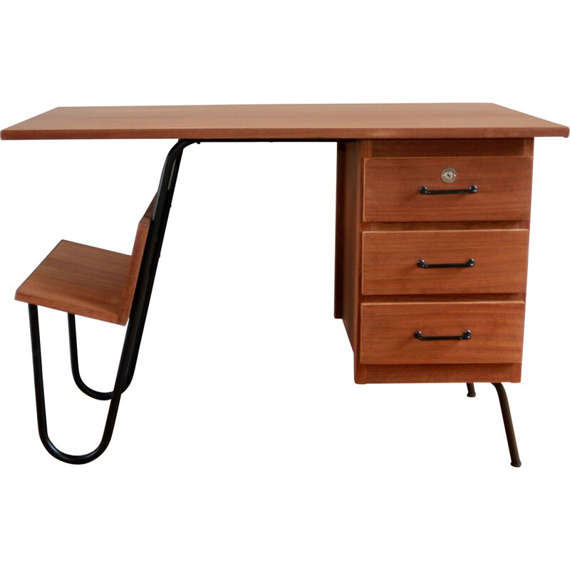 Jacques Hitier 1950 vintage teak desk