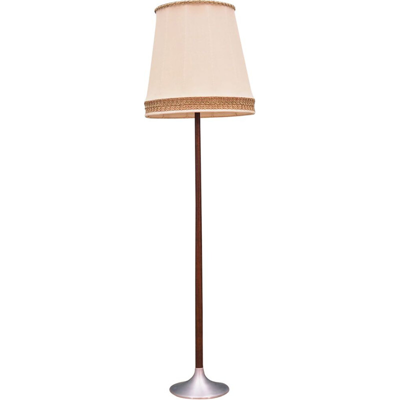 Lampadaire vintage bois et tissu Danois 1960