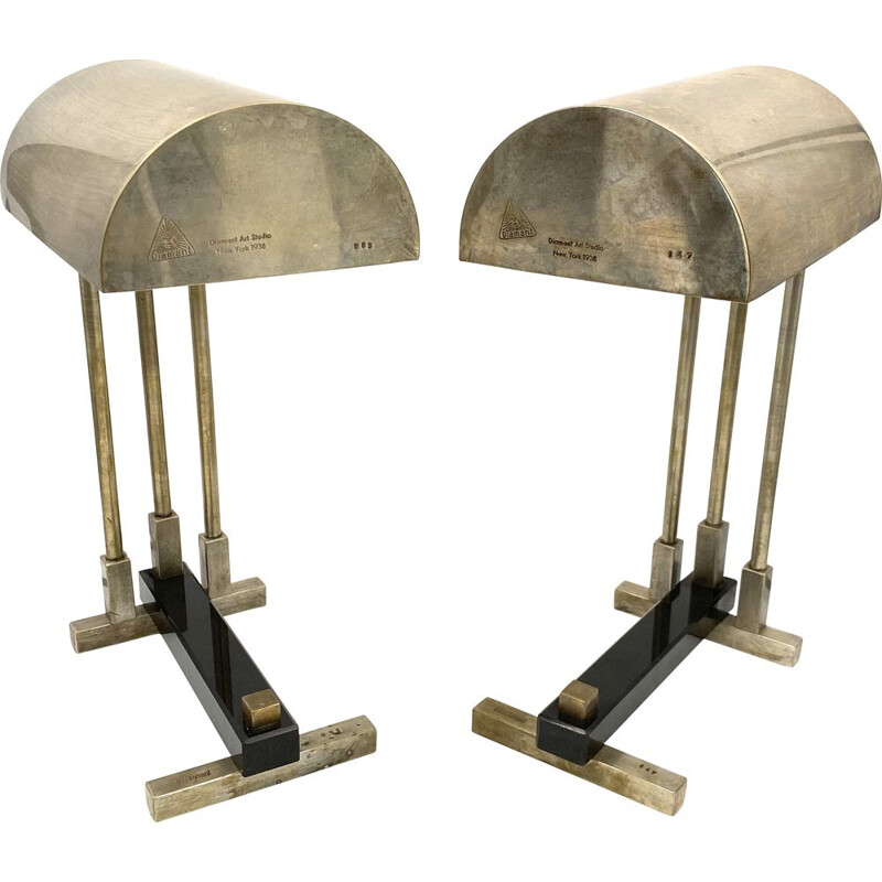  Pair of Bauhaus cubist shaped Lamps Diamant Art Studio New York 1938