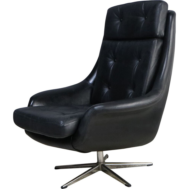 Danish mid century leather lounge chair 1960's