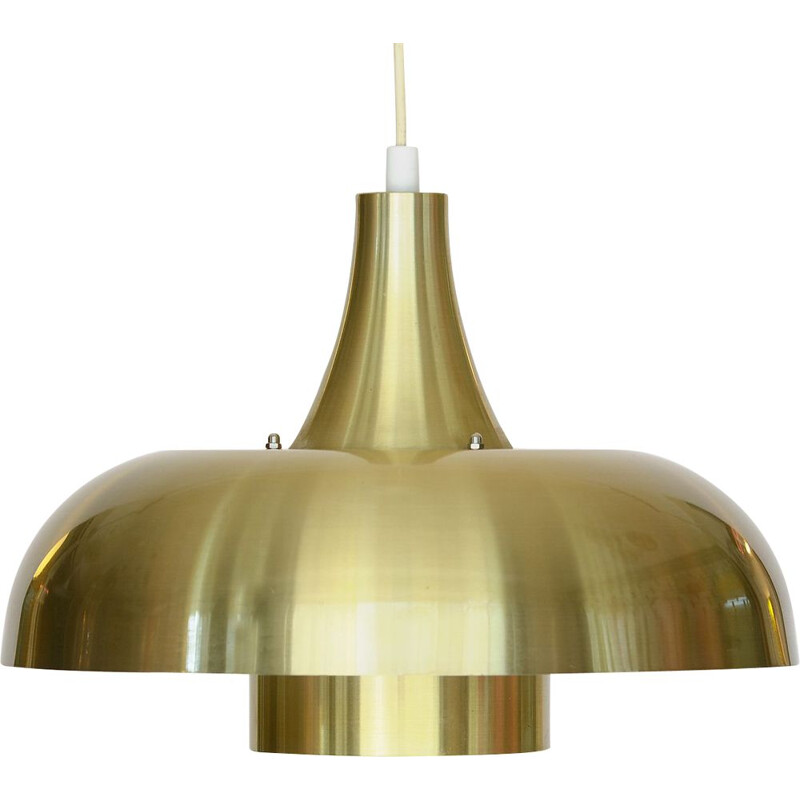 Pendant light in gold colored aluminum. mid century Denmark 1970s