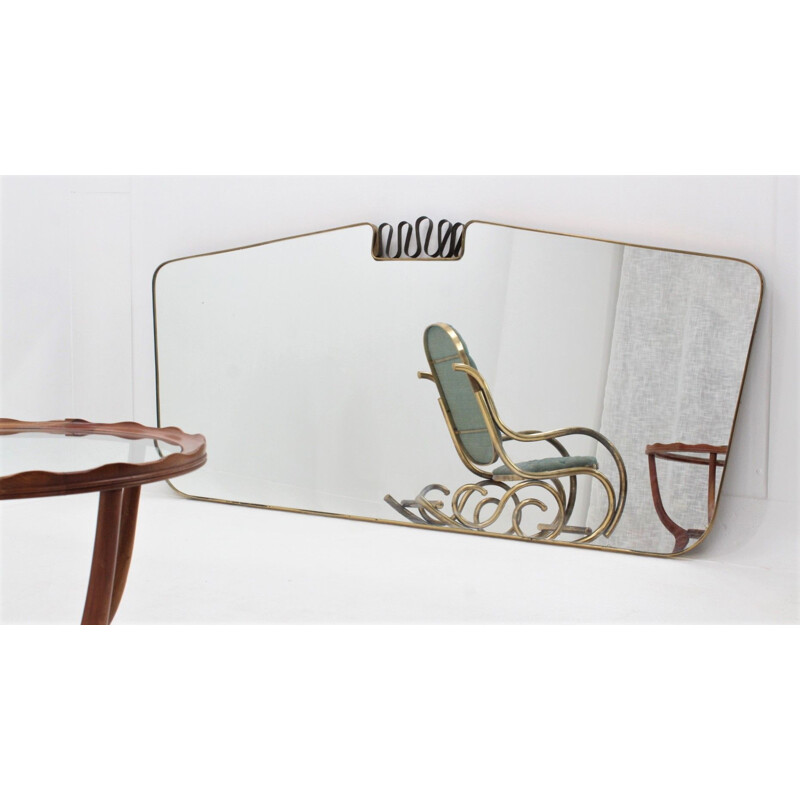 Italian design mid century brass mirror