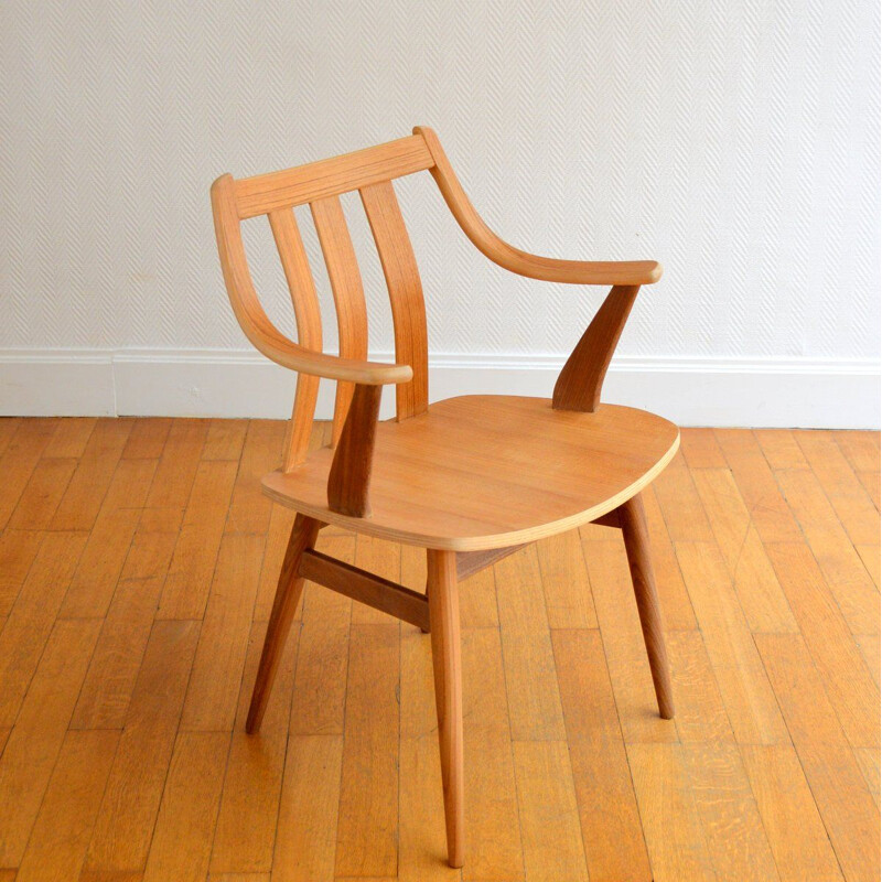 Scandinavian Wooden Armchair Chair 1960s