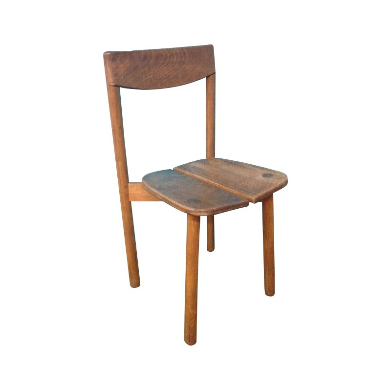 5 chairs in oak, Pierre-DELAYE GAUTIER - 1950s 