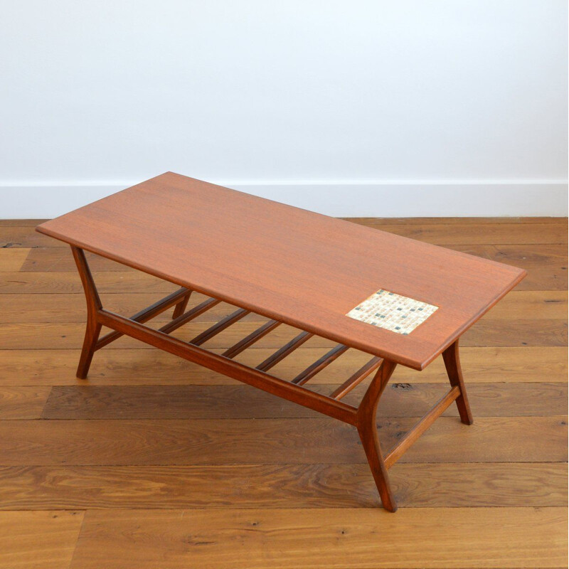 Table basse vintage teck Louis Van Teeffelen pour Wébé 1960s