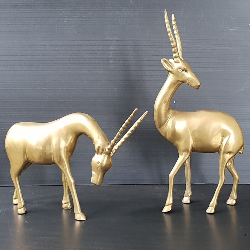 Vintage brass gazelles, 1970