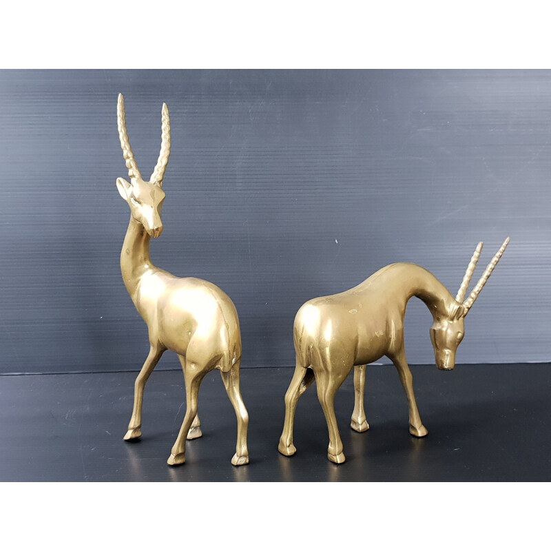 Vintage brass gazelles, 1970