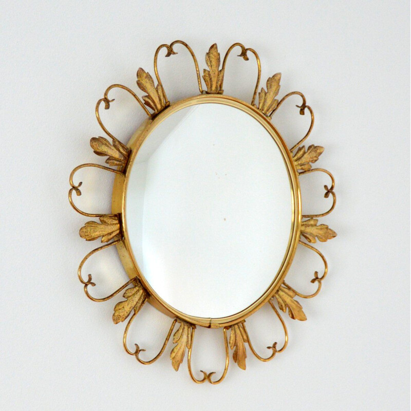 Curved witch's eye mirror mid century 1950's
