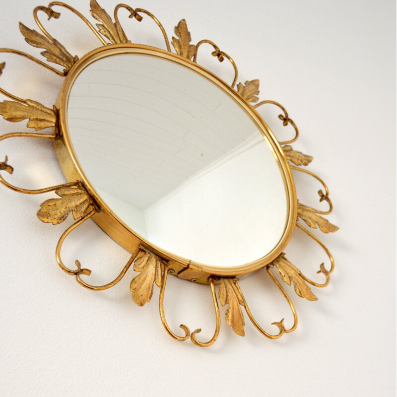 Curved witch's eye mirror mid century 1950's