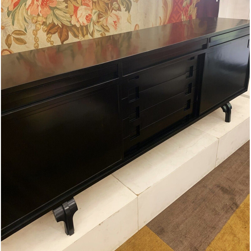 Sideboard  Vintage black lacquered Luigi Massoni's 1960