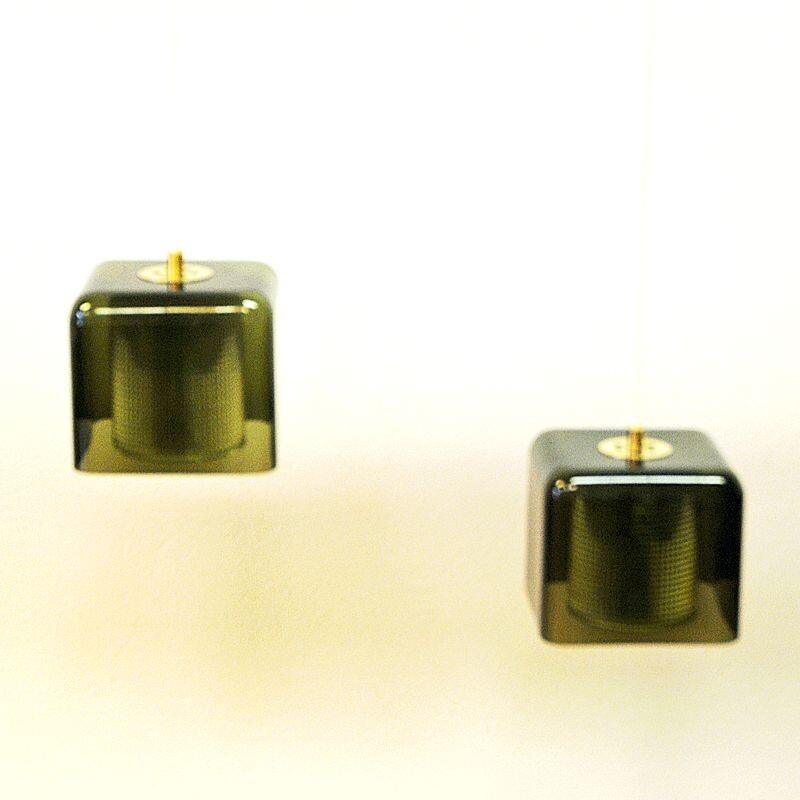 Ceiling or window pendant pair by Carl Fagerlund for Orrefors, mid century Sweden 1950s