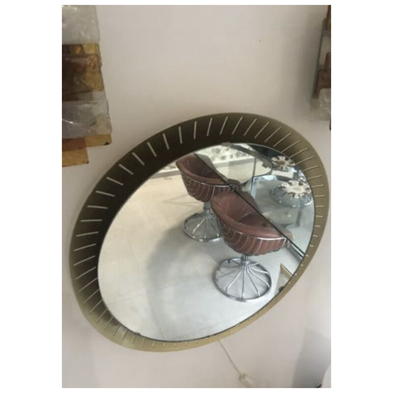 Vintage illuminated mirror, 1960 Italian stilnovo