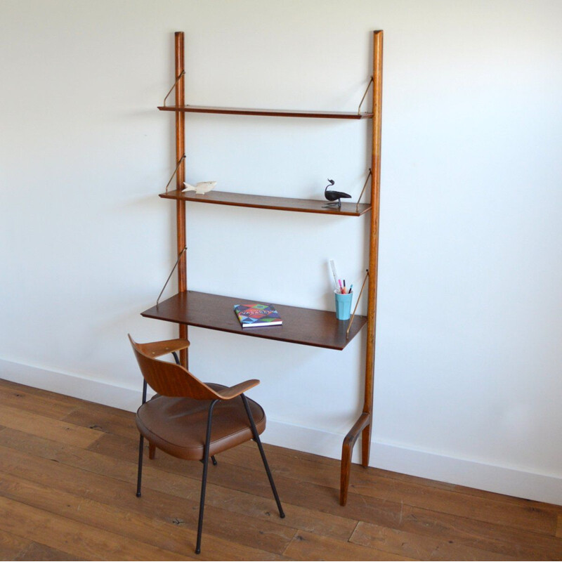 Vintage teak wall system by Louis Van Teeffelen for Wébé, 1950s