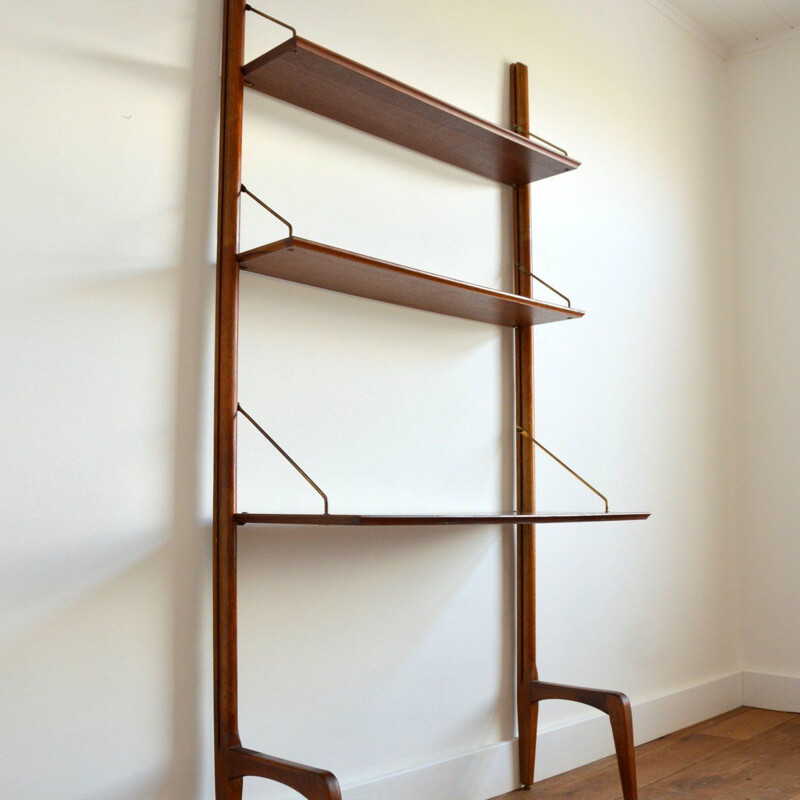 Vintage teak wall system by Louis Van Teeffelen for Wébé, 1950s