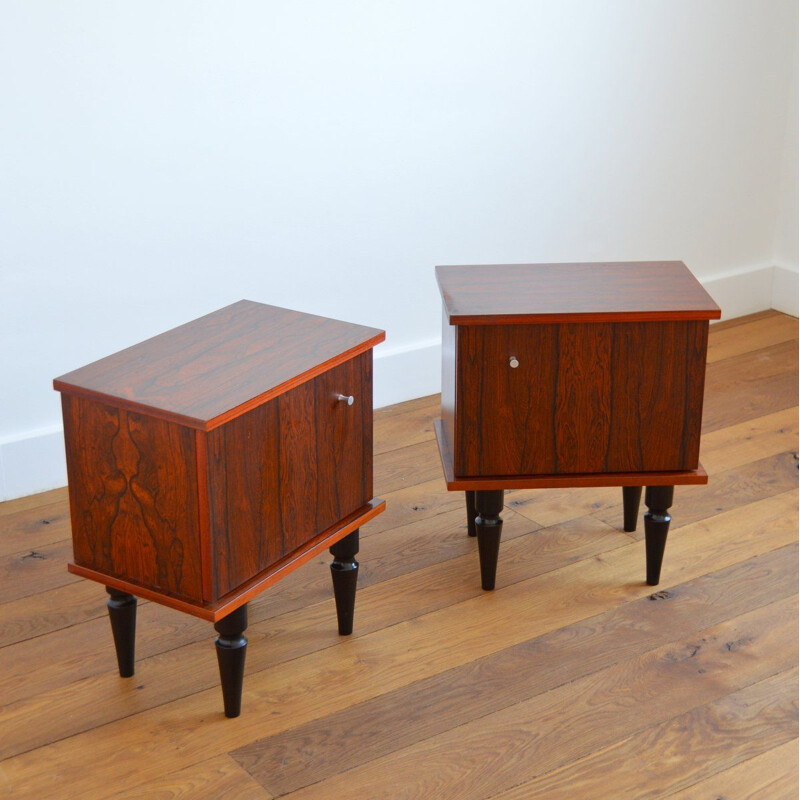 Pair of vintage rosewood bedside tables 1960s