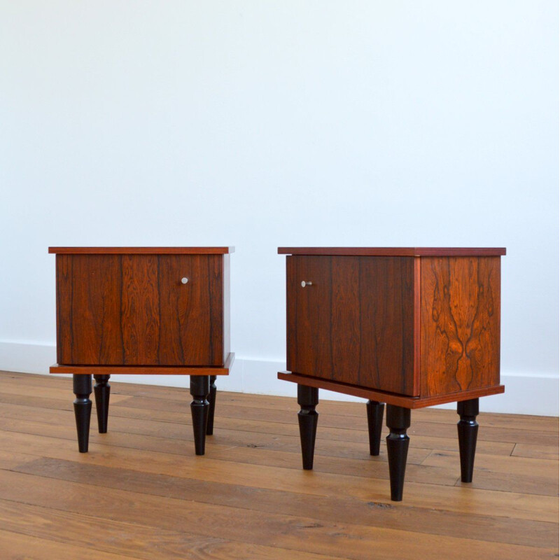 Pair of vintage rosewood bedside tables 1960s