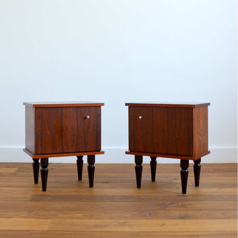 Pair of vintage rosewood bedside tables 1960s