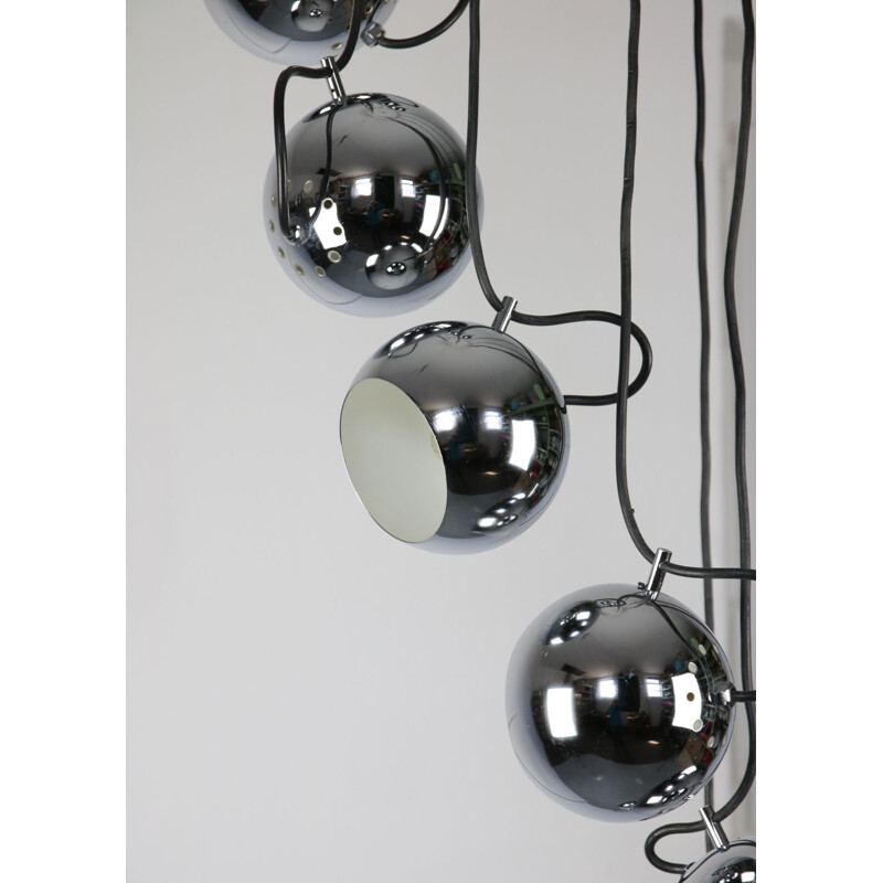 Chrome cascade chandelier Mid-century from Harvey Guzzini for Meblo, 1970s