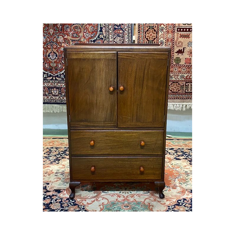 Vintage 2 doors and drawers mahogany cabinet 1930