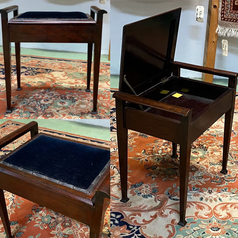 Vintage mahogany piano stool 1930