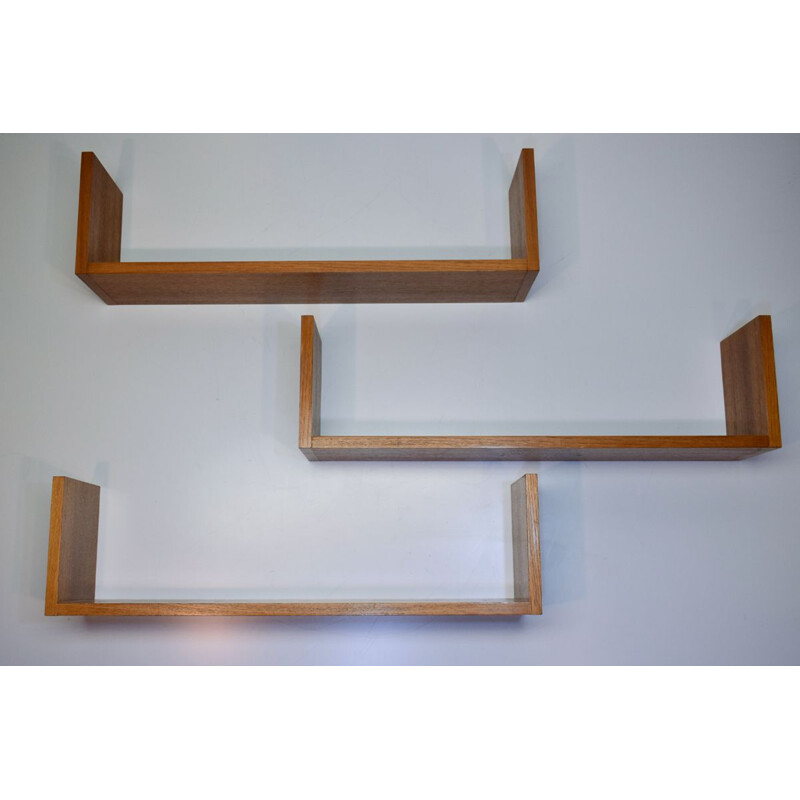 Vintage Scandinavian teak wall shelf 1960