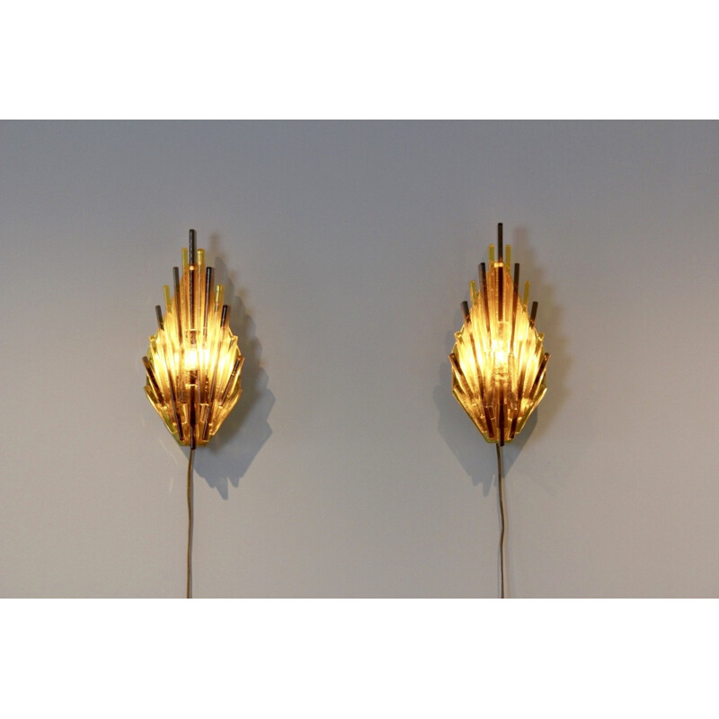 Pair of Lyskjaer Belysning wall lamps in acrylic, Claus BOLBY - 1960s