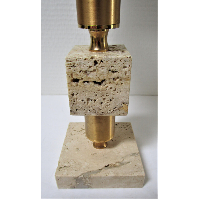 Vintage lamp in travertine and gilded steel 1970