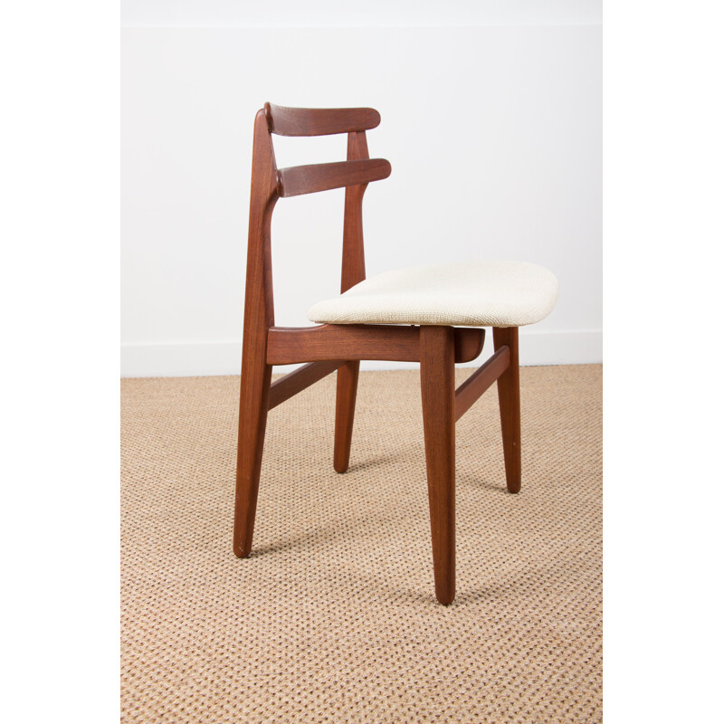 Série de 4 chaises vintage Danoises Teck et tissu par Poul Volther 1960
