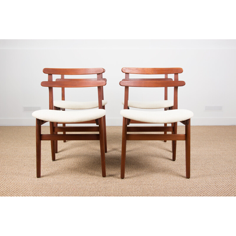 Set of 4 mid century Danish teak and fabric chairs by Poul Volther 1960