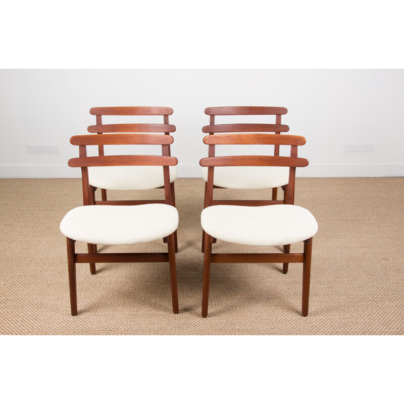 Set of 4 mid century Danish teak and fabric chairs by Poul Volther 1960