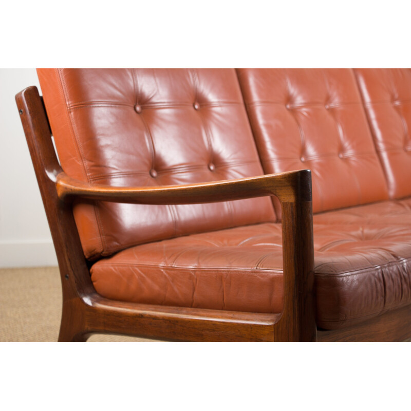 Rio Rosewood and Leather Danish Sofa mid century by Ole Wanscher