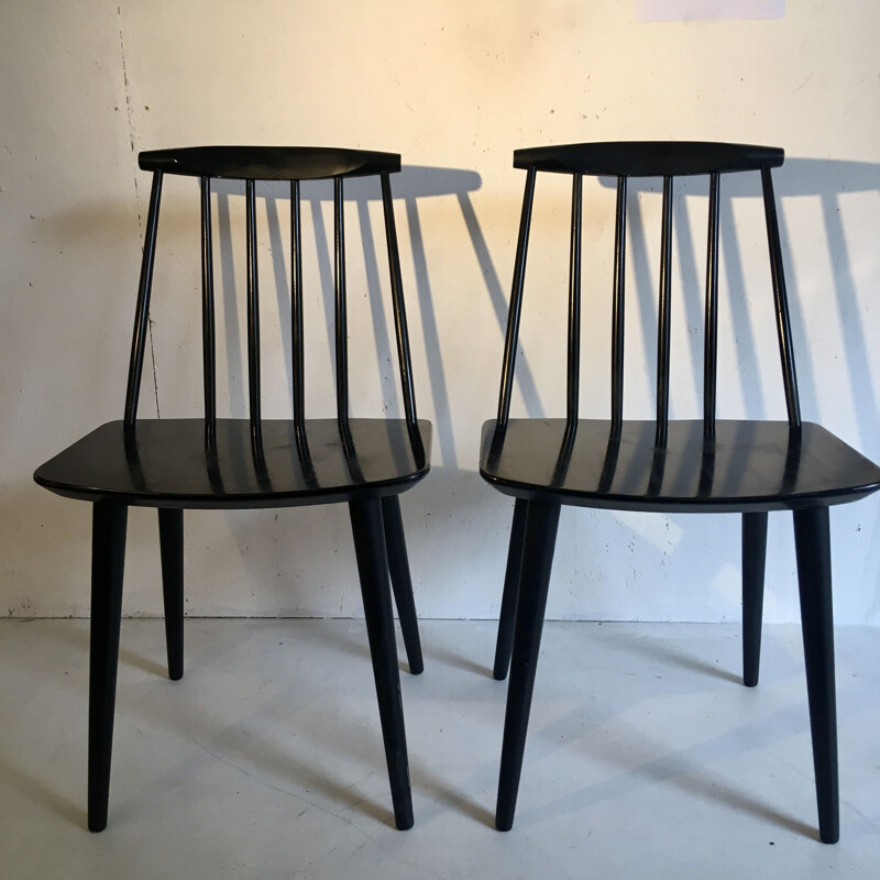 Pair of Black Vintage Chairs by Folie Palsson for FDB MOBLER Denmark 1966