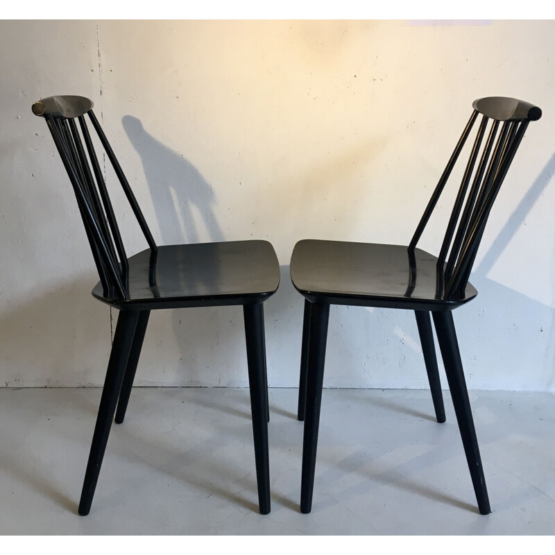 Pair of Black Vintage Chairs by Folie Palsson for FDB MOBLER Denmark 1966
