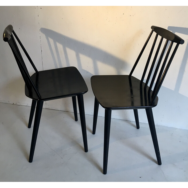 Pair of Black Vintage Chairs by Folie Palsson for FDB MOBLER Denmark 1966