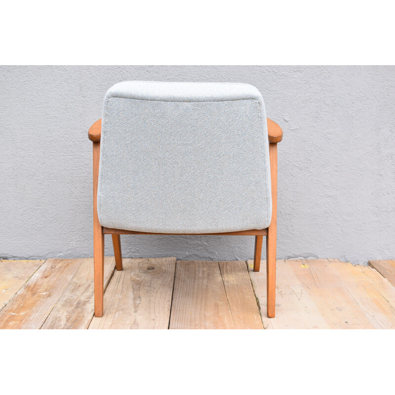 Vintage light blue armchair by Józef Chierowski for lDolnoslaska Swiebodzice, Poland 1960