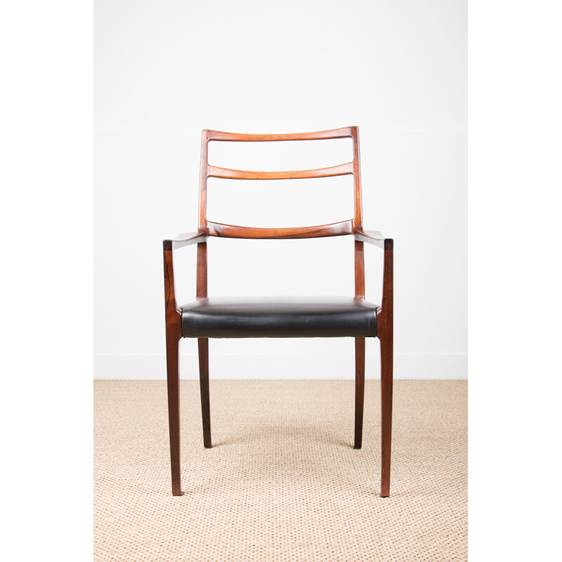 Vintage Danish Rosewood armchair and skai N.O.Moller