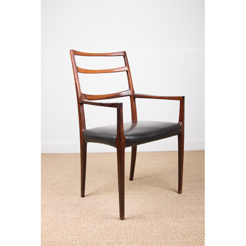 Vintage Danish Rosewood armchair and skai N.O.Moller