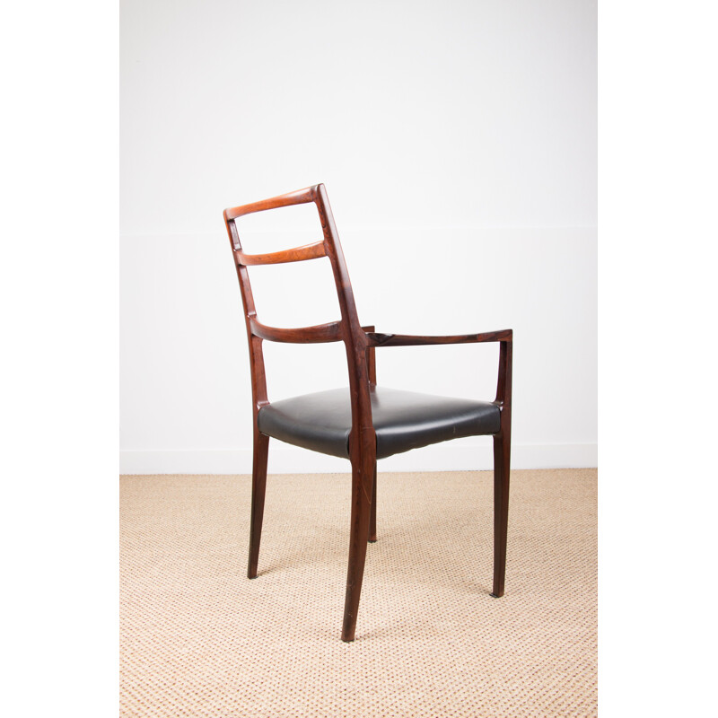 Vintage Danish Rosewood armchair and skai N.O.Moller