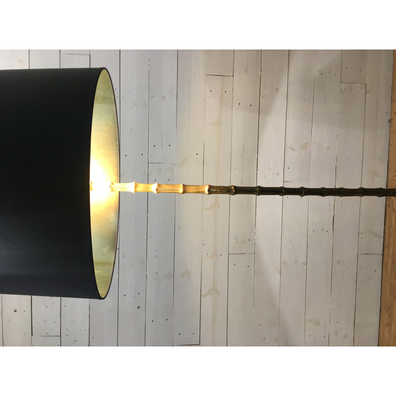 Vintage gilt bronze Bamboo floor lamp Maison Baguès france c. 1950