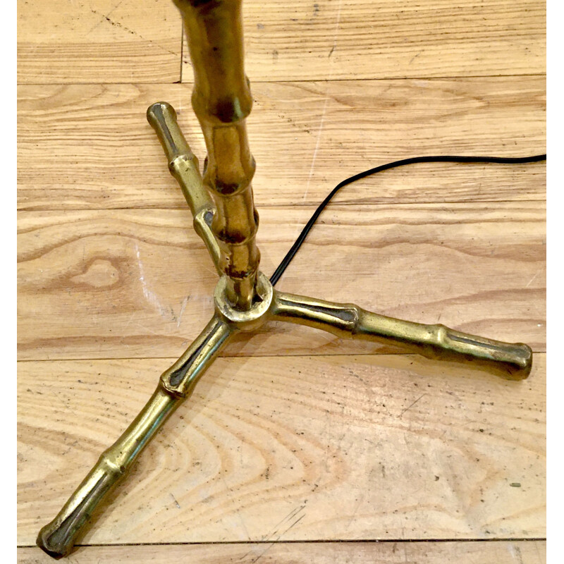 Vintage gilt bronze Bamboo floor lamp Maison Baguès france c. 1950