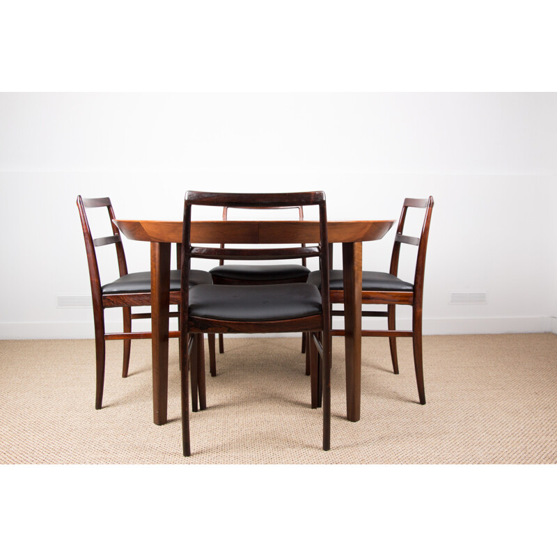 Dining table Vintage Danish extensible  in Rio Rosewood by Ole Hald