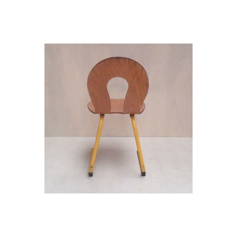 Dining chair Vintage yellow lacquered tubular metal 1970