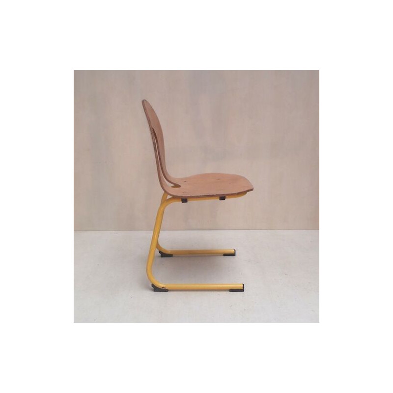 Dining chair Vintage yellow lacquered tubular metal 1970