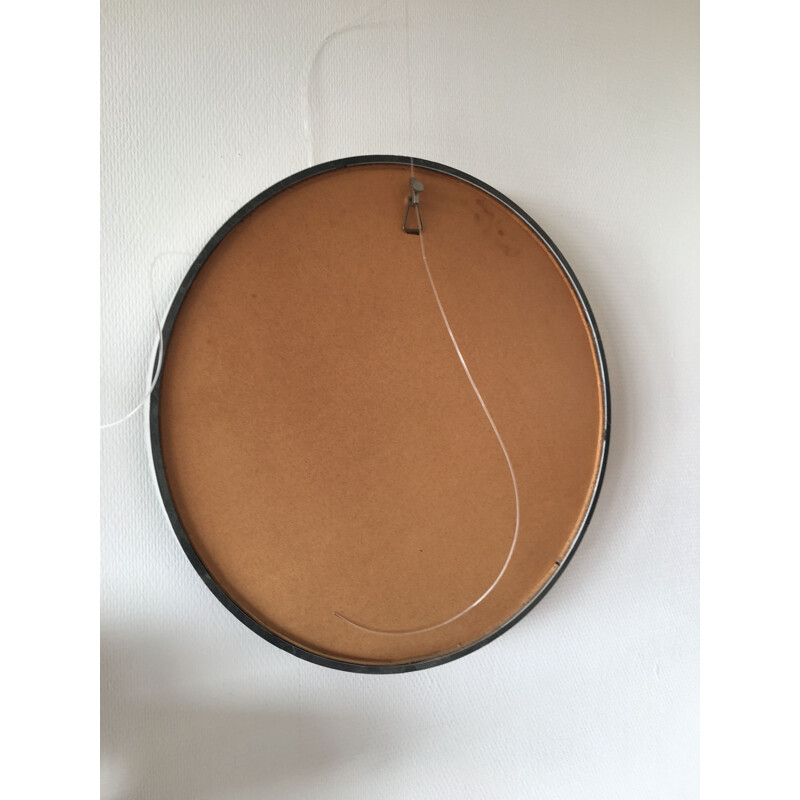 Vintage white Scandinavian Round Mirror, 1960s