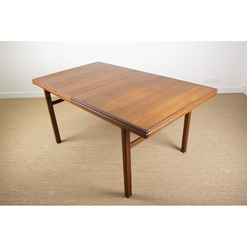 Grande table de repas vintage extensible Suédoise en Teck 1960