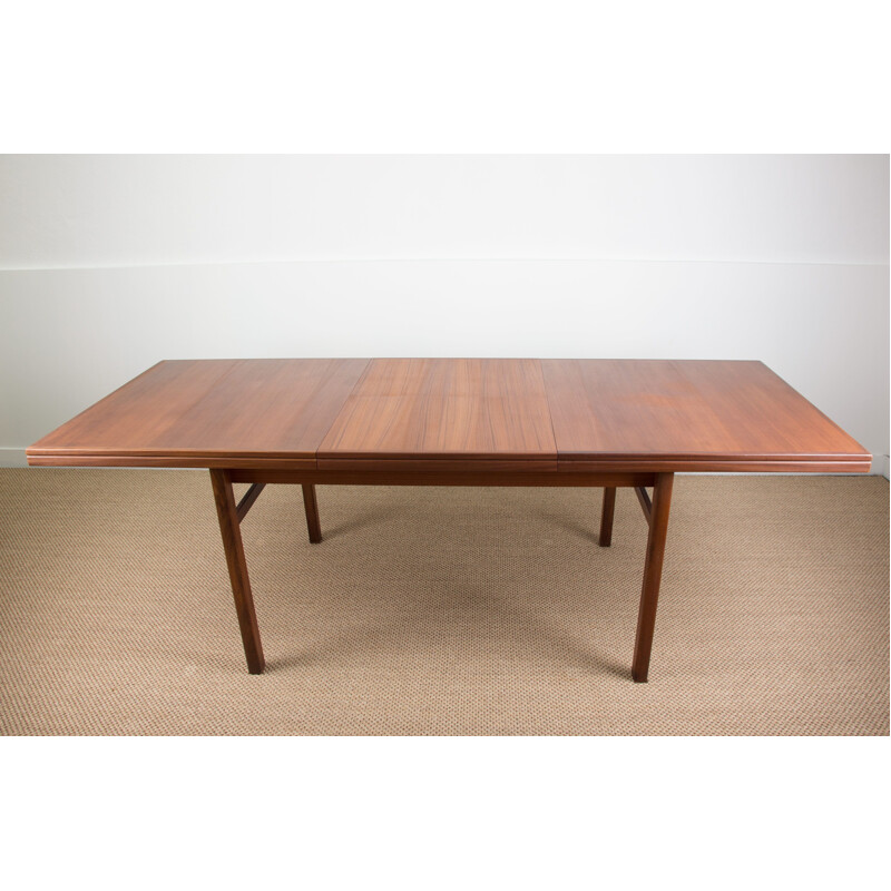 Grande table de repas vintage extensible Suédoise en Teck 1960