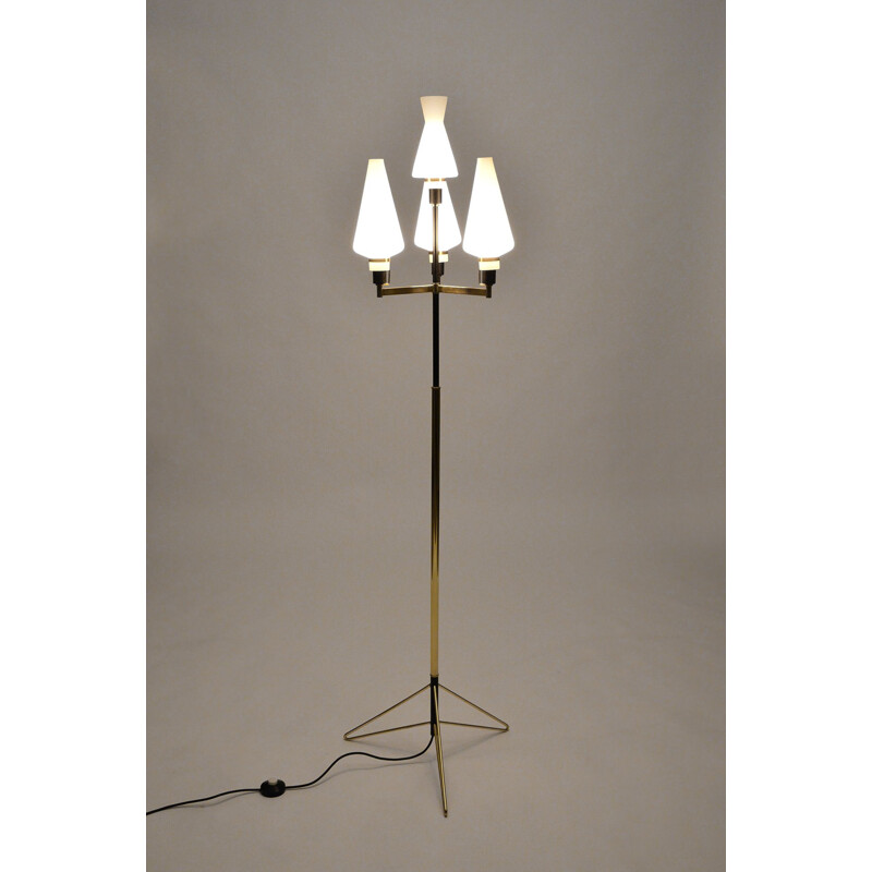 Lampadaire vintage de design italien à 4 lumières, 1950